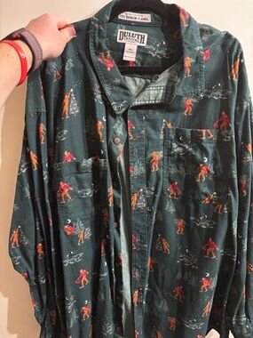 Duluth Trading Co Green Sasquatch & Holiday Print Free Swingin' Flannel 4XL